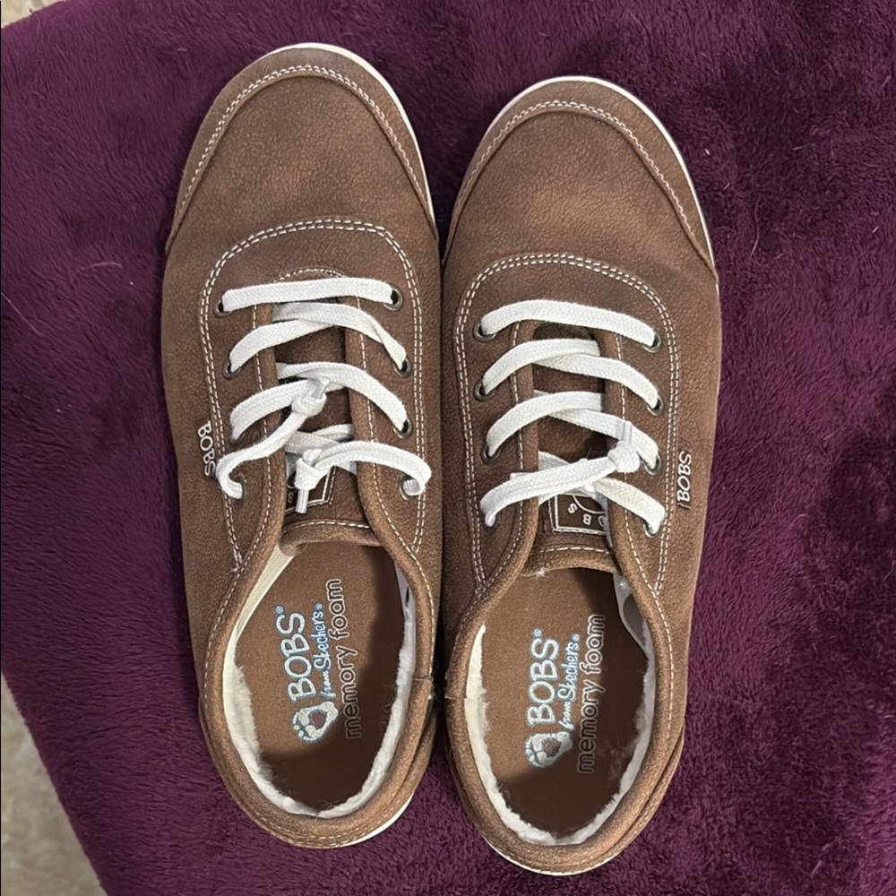 Skechers Brown and White Sneakers with Suede like textile Finish
